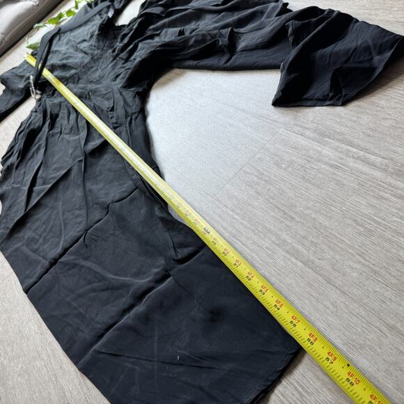 Vintage 70s Positively Ellyn Black Satin Jumpsuit Women’s 6 Belted Glam Romper - Picture 12 of 16